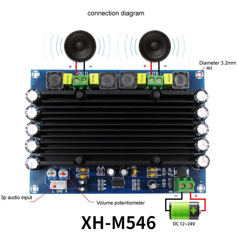 XH-M546 TPA3116D2 150W*150W dual-channel ultra-power digital power ...