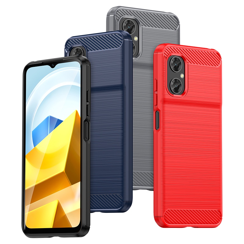 For Xiaomi Redmi Note 11R Shockproof Bumper Carbon Fiber Soft Silicone ...