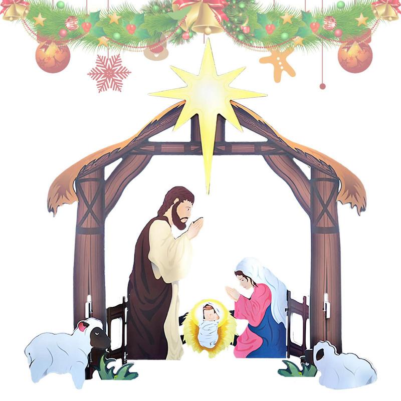 Nativity Scene Baby Jesus Manger Christmas Crib Figurines Outdoor