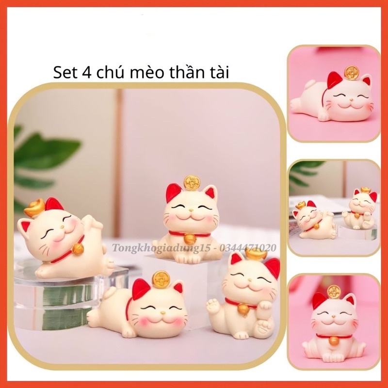 Set Of 4 Cats Tai Loc Mini - Set Of Than Tai (Porcelain Material ...