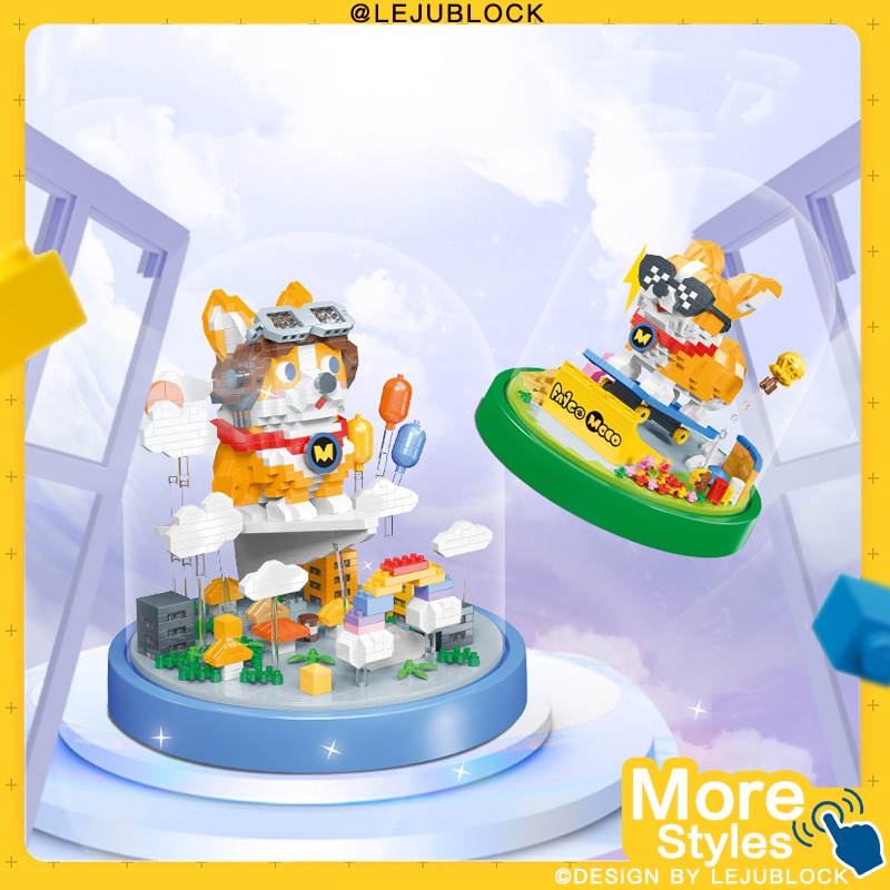 【LEJUBLOCK】pet model toys Corgi building blocks husky nano block toys ...