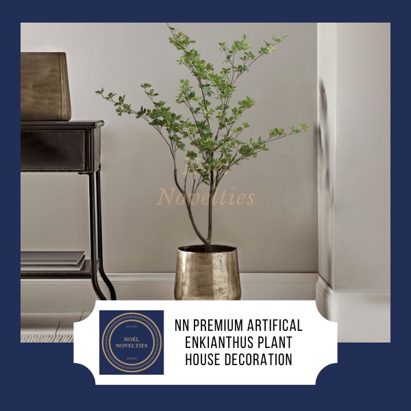 BQEE Enkianthus perulatus artificiale 3 rami finti per vaso albero finto con foglie per la decorazione della casa (con fiori rosa