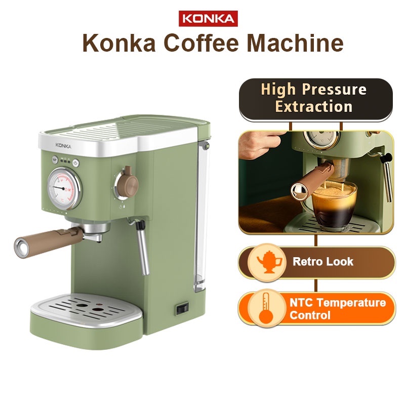 KONKA Coffee Maker Home Retro Full Semiautomatic Coffee Machine