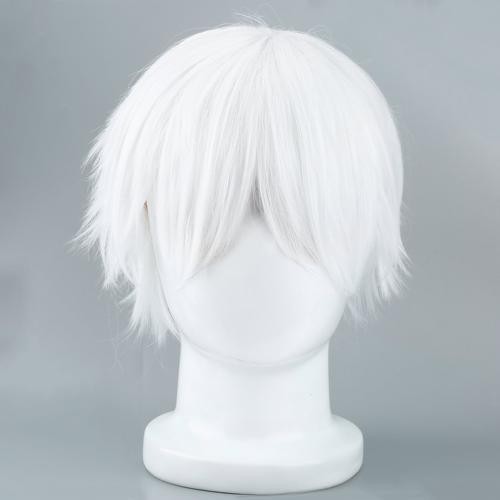 Male White Wig for Cosplaying Anime Characters Straight Short Synthetic ...