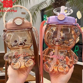 5/10pcs Cute Plastic Water Bottle For Iced Coffee Tumbler With Straw and Lid  Kawaii Juice Milk Tea Reusable Cups 480ML-700ML