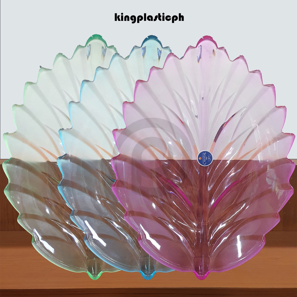 2pc Crystal and Plastic Leaf Plate Platter Platero Fruit Tray Serving