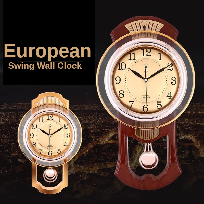 【Boxx】Wall Clocks Pendulum Clocks Living Room Retro Silent Swing Wall ...