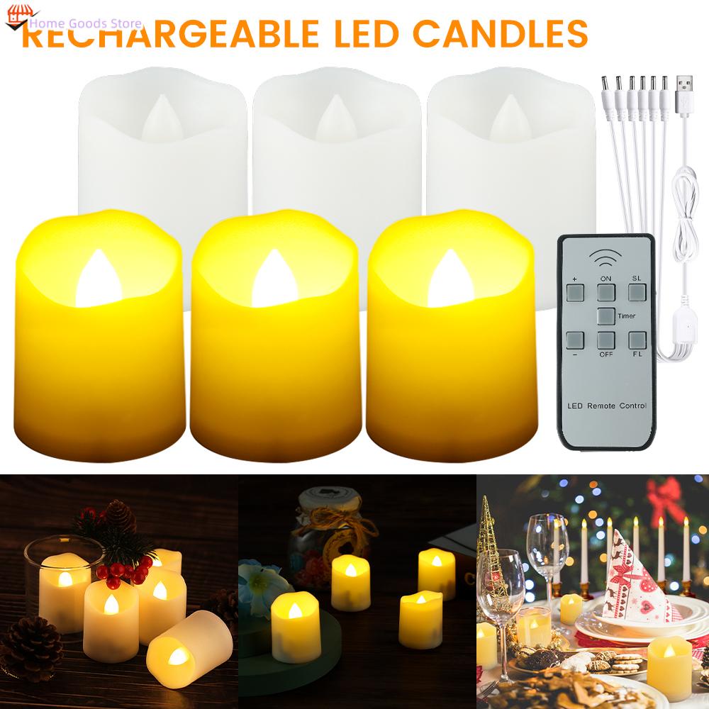 6pcs Rechargeable Flameless Flicker LED Lamp Battery Operated Drips ...