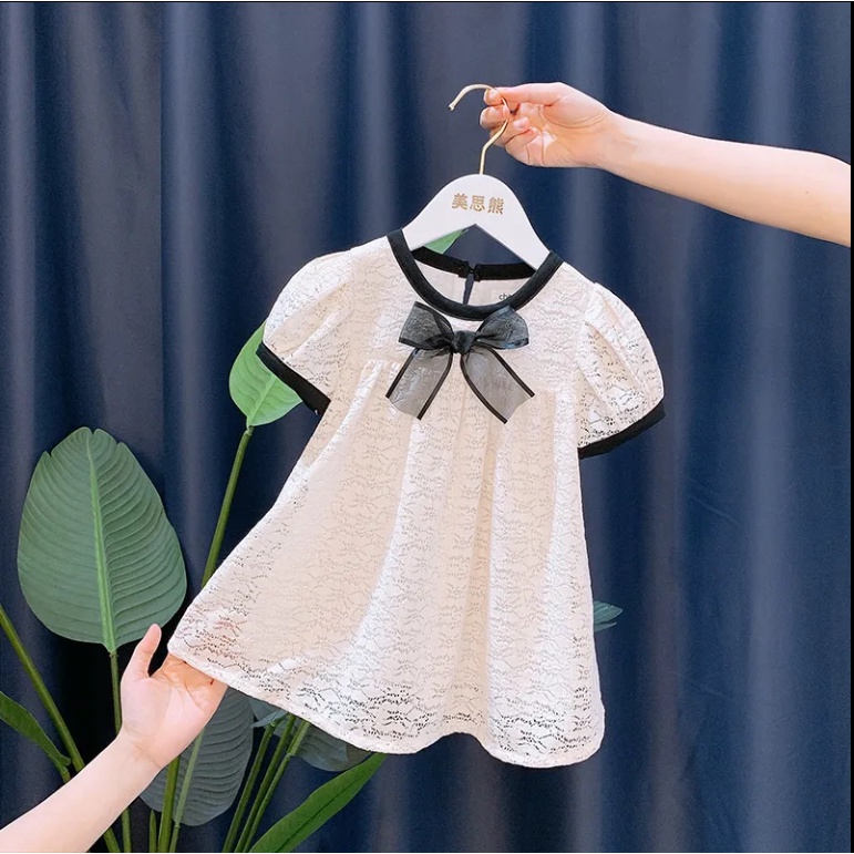 Baby Girls Dress Bowknot short sleeve princess Birthday party dress for