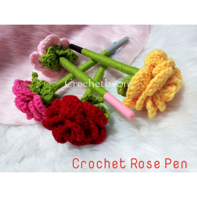CROCHET FLOWER PEN(ROSE) Shopee Philippines