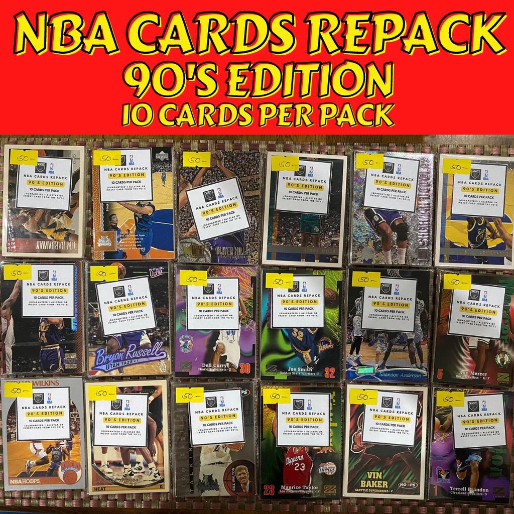NBA CARDS REPACK - 10 CARDS PER PACK - COLLECTIBLE 90s BASKETBALL CARDS ...