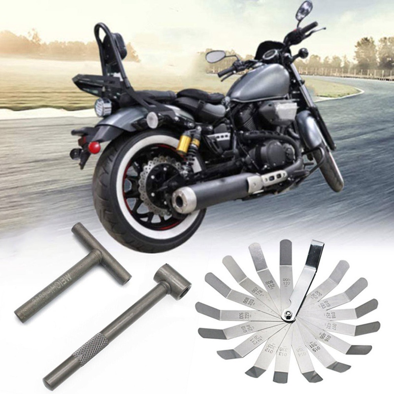Motorcycle Engine Valve Screw Adjusting Spanner Valve Clearance Adjustment Tools + Feeler Gauge