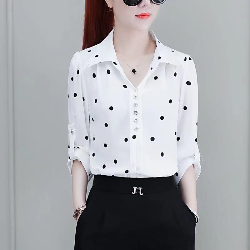3 4 long sleeve polo white formal blouse for women plus size,Floral ...