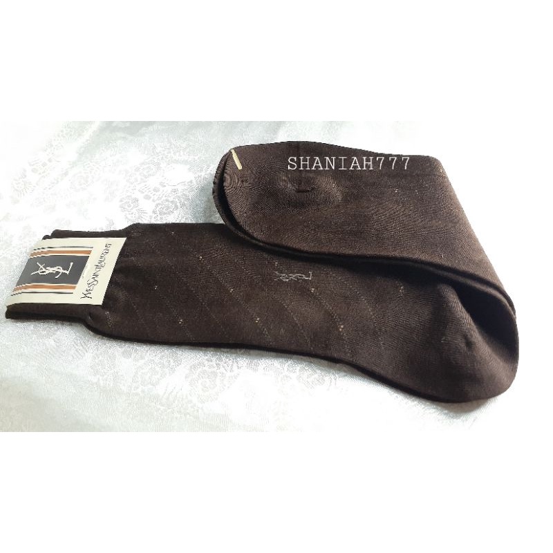 Authentic YSL Yves Saint Laurent Chaussettes Men's Socks Brown 25cm