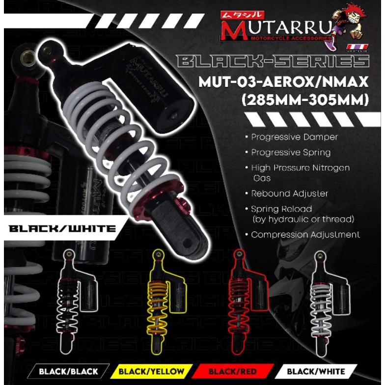 MUTARRU REAR SHOCK BLACKSERIES WITH TANK AEROX 305MM Shopee Philippines
