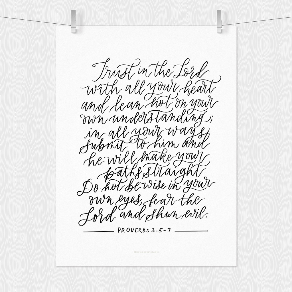 Trust In The Lord | | Handwritten Wall Art Print | Calligraphy Poster ...