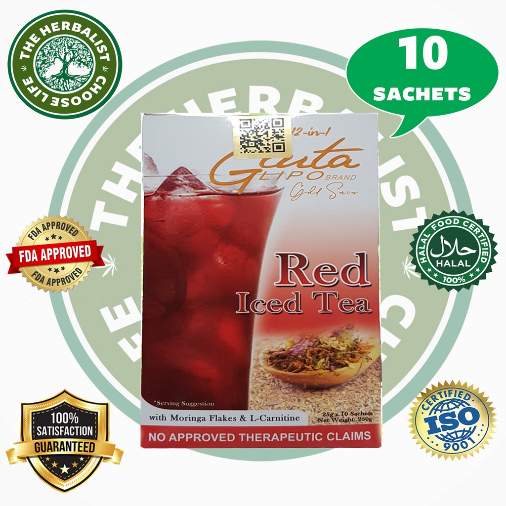 Gluta Lipo Red Iced Tea Gold Series with moringa flakes & LCarnitine