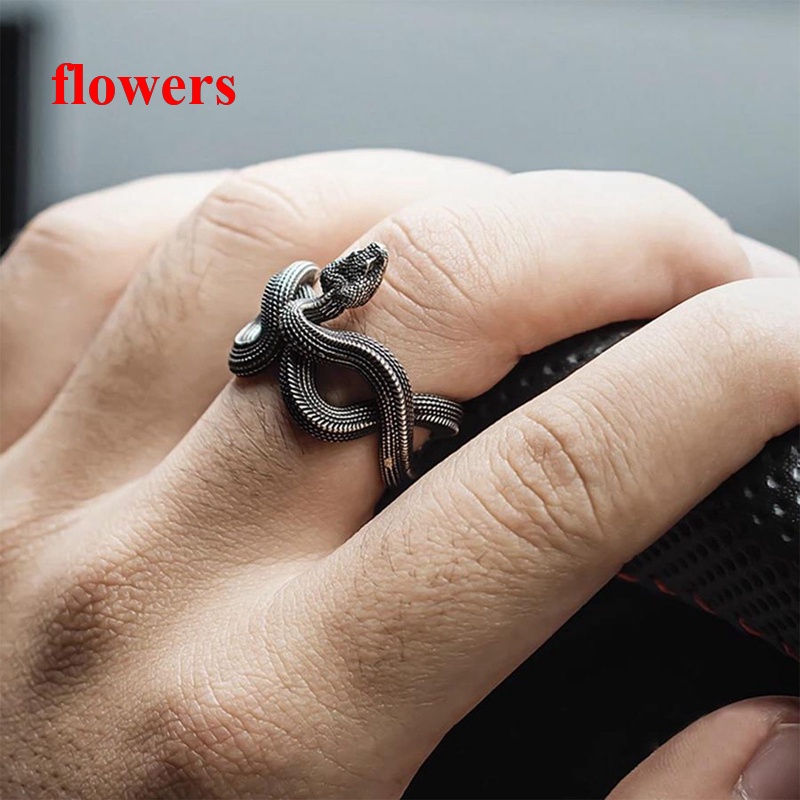 Flowers New python ring dark punk style three-dimensional snake ring ...