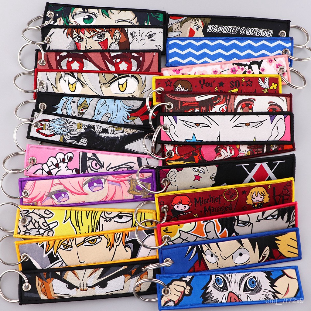 Japanese Anime Key Tag New Embroidery Key Fobs Motorcycles Cars ...