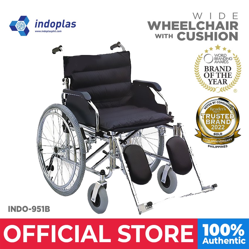 Indoplas Wide Wheelchair with Cushion | Shopee Philippines