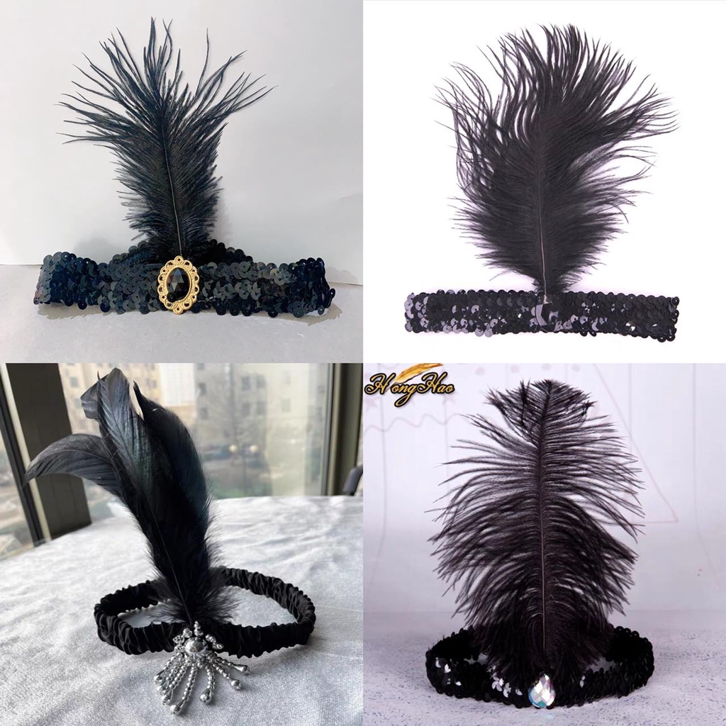 Gatsby headband Feather Sequins Belt Headband Flapper Indian Hairband ...