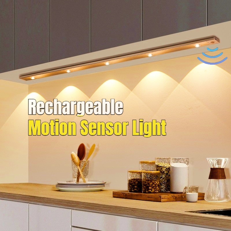 LED Rechargeable motion sensor light indoor USB light Thricolor ...