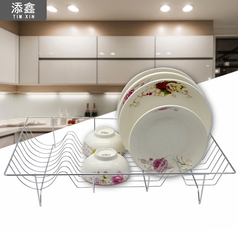 Single layer double arched dish rack wire plated stainless steel color