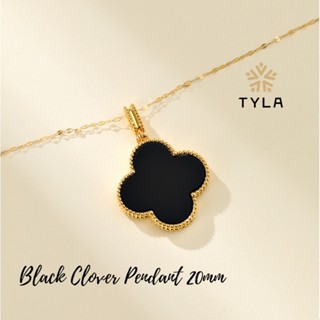 Tyla 18K Gold Necklace Clover Black Pendant For Women Jewelry Real ...