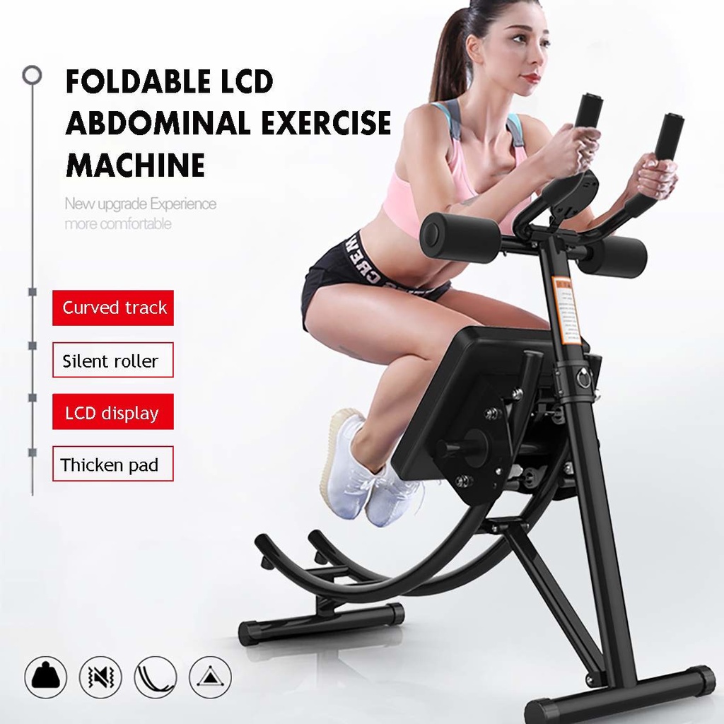 Folding Ab Rollers Crunch Gliders LCD Display Abdominal Coaster Machine