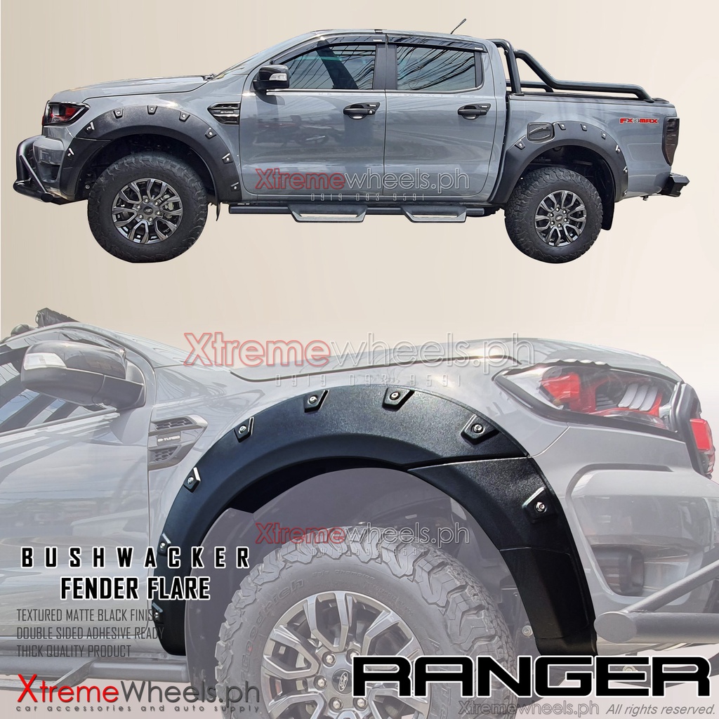 Ford Ranger 2016 to 2022 Set Fender Flare Bushwacker with Bottons Matte ...