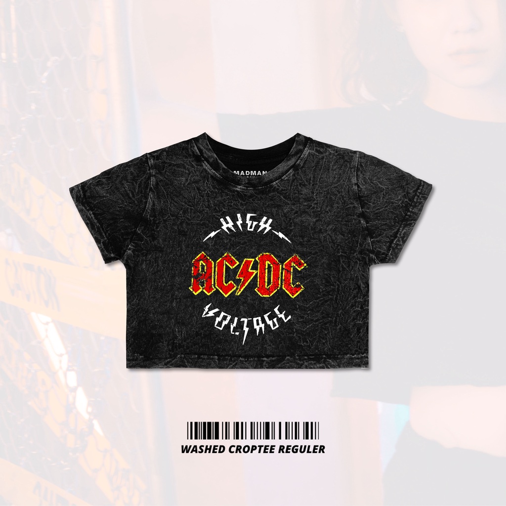 MADMAN Croptee ACDC Premium | Washed Croptop | Crop t-shirt | Oversize ...