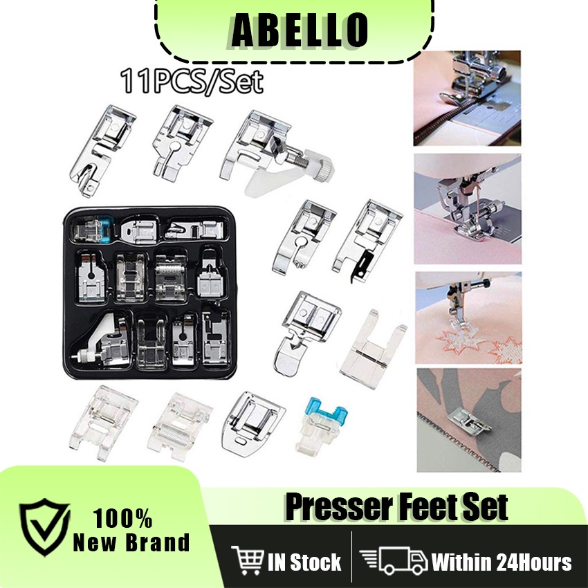 11pcs Sewing Machine Presser Foot Kit Metal Braiding Blind Stitch OverLock Zipper Ruler Parts