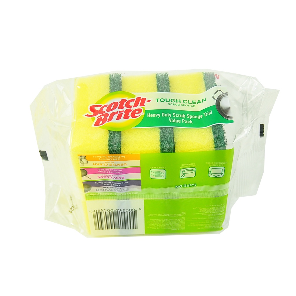 3M Scotch Brite Tough Clean Scrub Sponge Trial Value Pack 3pcs | Shopee ...