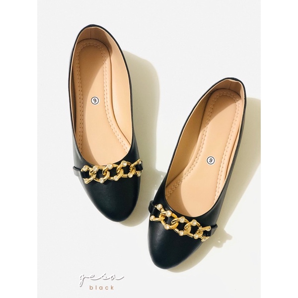 KJA Gesa Blackshoes Half Inch Heels Buckles Lambskin material | Shopee ...