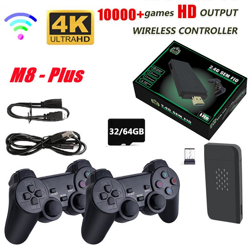 Video Game Sticks 4K M8 Plus Console 64G 10000 Games Double Wireless ...