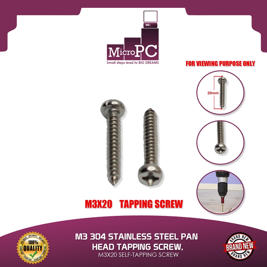 M3 304 STAINLESS STEEL PAN HEAD TAPPING SCREW, M3X20 SELFTAPPING SCREW