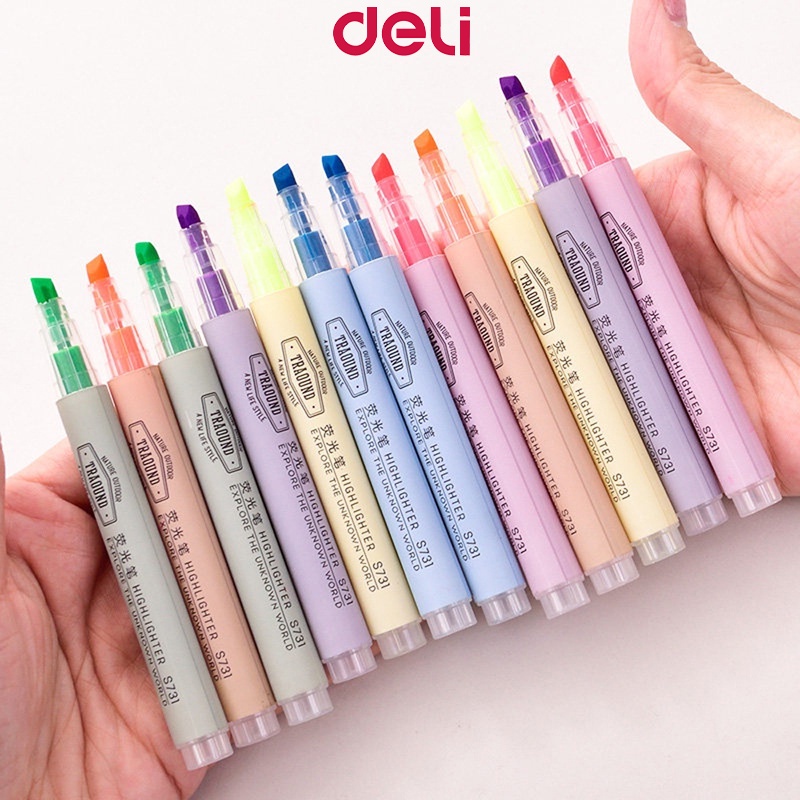 Deli Fluorescent Highlighter Pen 6 Colors Marker Pen Set Student ...