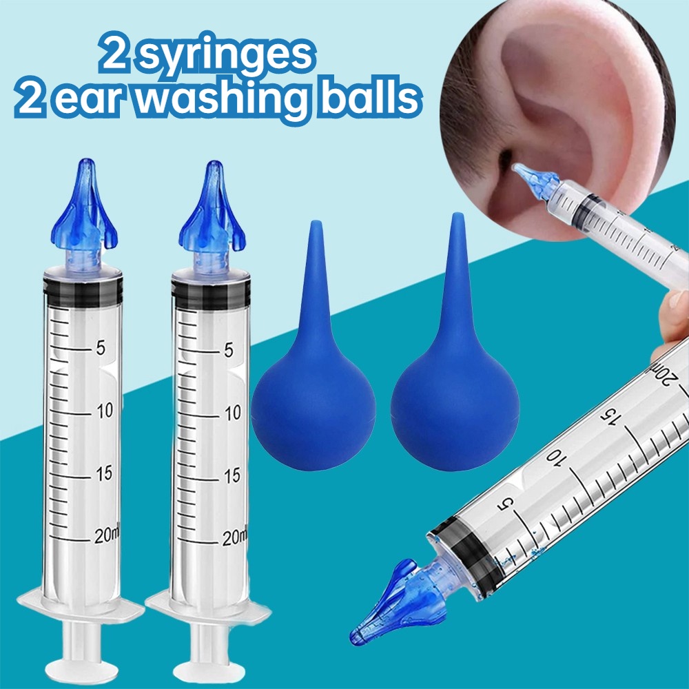 utility 20ml 4Piece Earwax Cleaning Syringe Kit Flared Soft Top Earwax