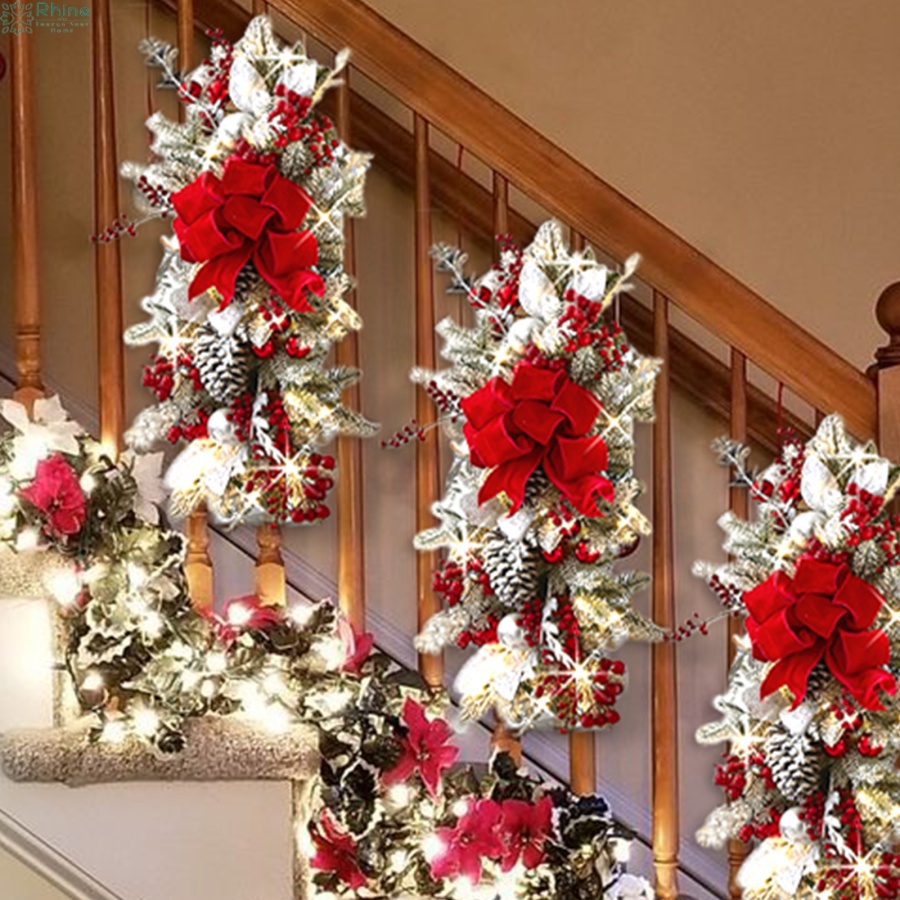 Rhine Cordless Prelit Christmas Swag Teardrop Swag Wreath Stair Swag ...