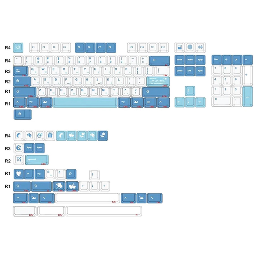 Gks Sea Smoke Love Letter Cherry Profile Dye Sub Keycap Set Pbt For 