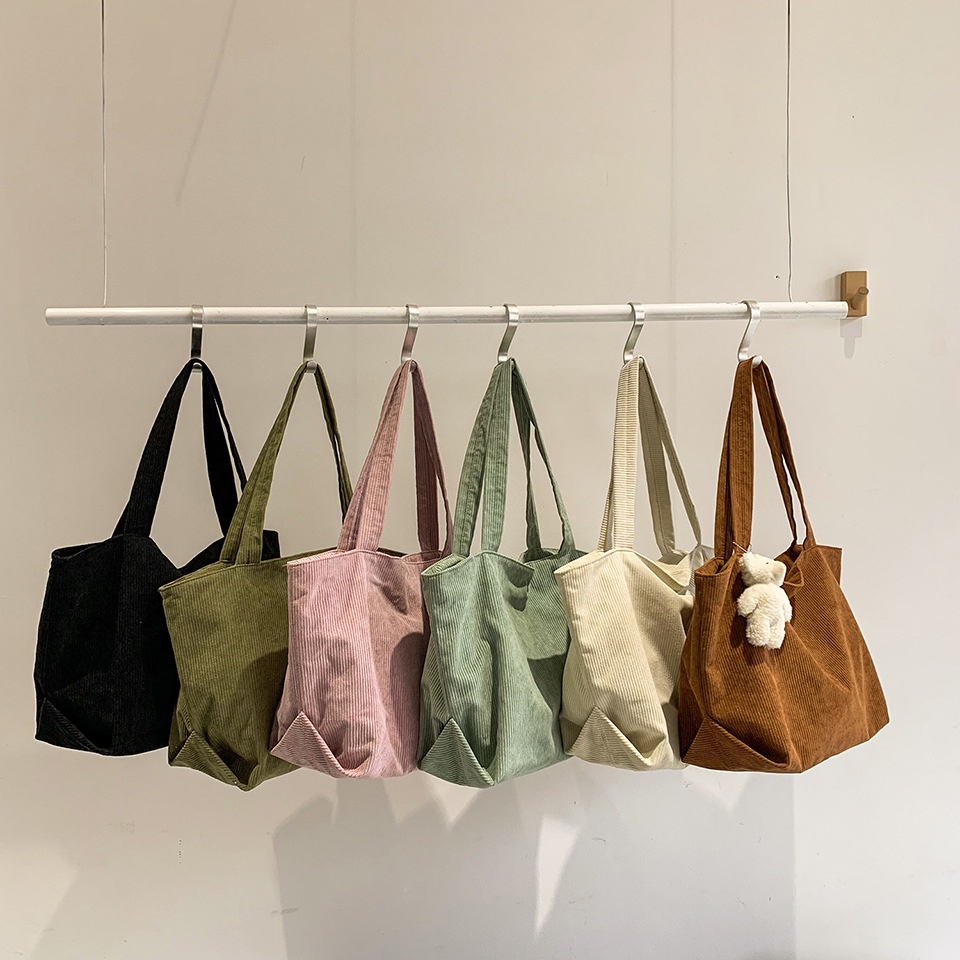 Korean Corduroy Bag Canvas Tote Bag Large Capacity Shoulder Bag Feamel ...