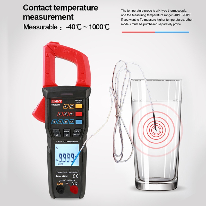 UNI-T intelligent Clamp Meter ammeters UT202S UT202BT With Bluetooth ...