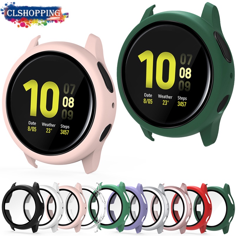 Case for Samsung Galaxy Watch Active 44mm 40mm Galaxy Watch 40mm/  44mm Full Coverage Bumper Case with Tempered Glass Protective Cover Screen 
