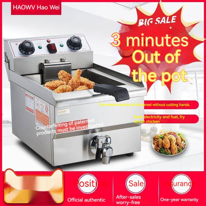 Desktop Electric Fryer Commercial Stainless Steel Fryer French Fries  Machine Single Cylinder Deep Frier Machine