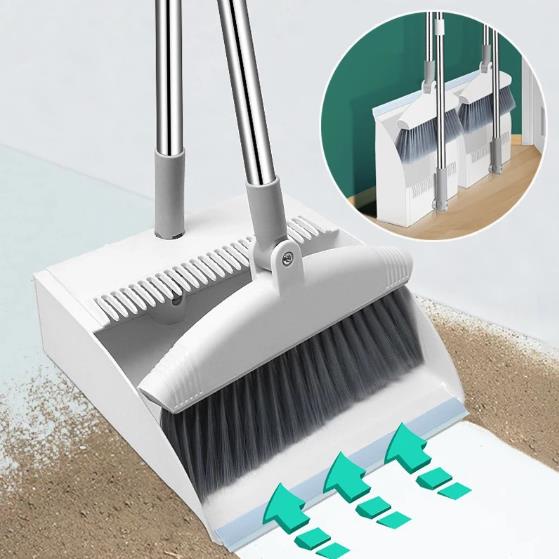 4Pcs Broom And Dustpan Set With Floor Squeegee Rectangular - View #10