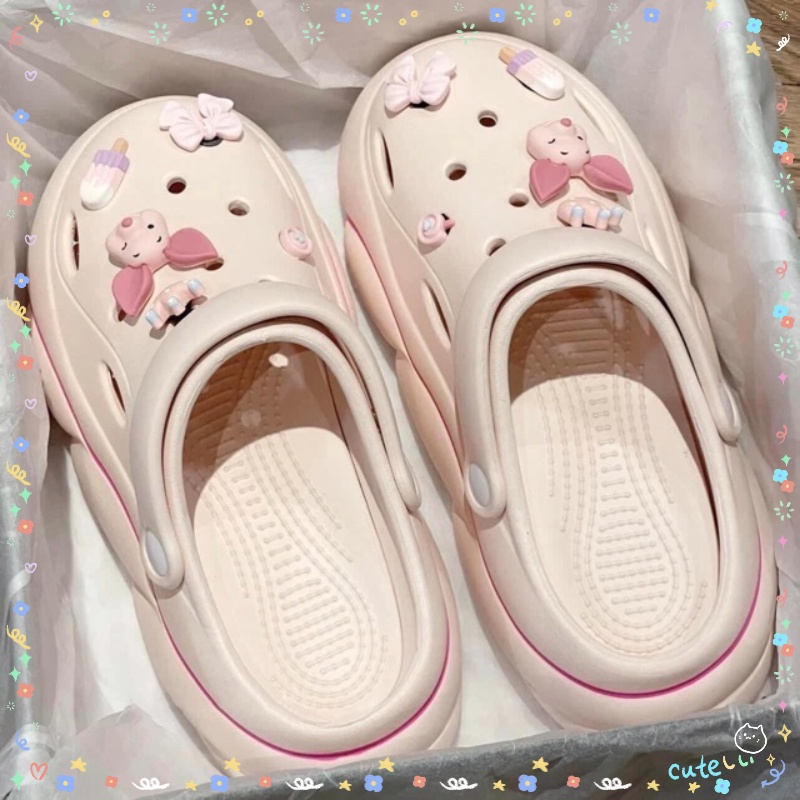 (NO SHOES) 10PCS Cute Cartoon Pig Crocs Accessories Ins Fashion Pink ...