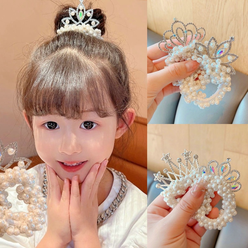 Girls' Bowknot Crown Headdress Children's Hair Rope Ribbon Flower