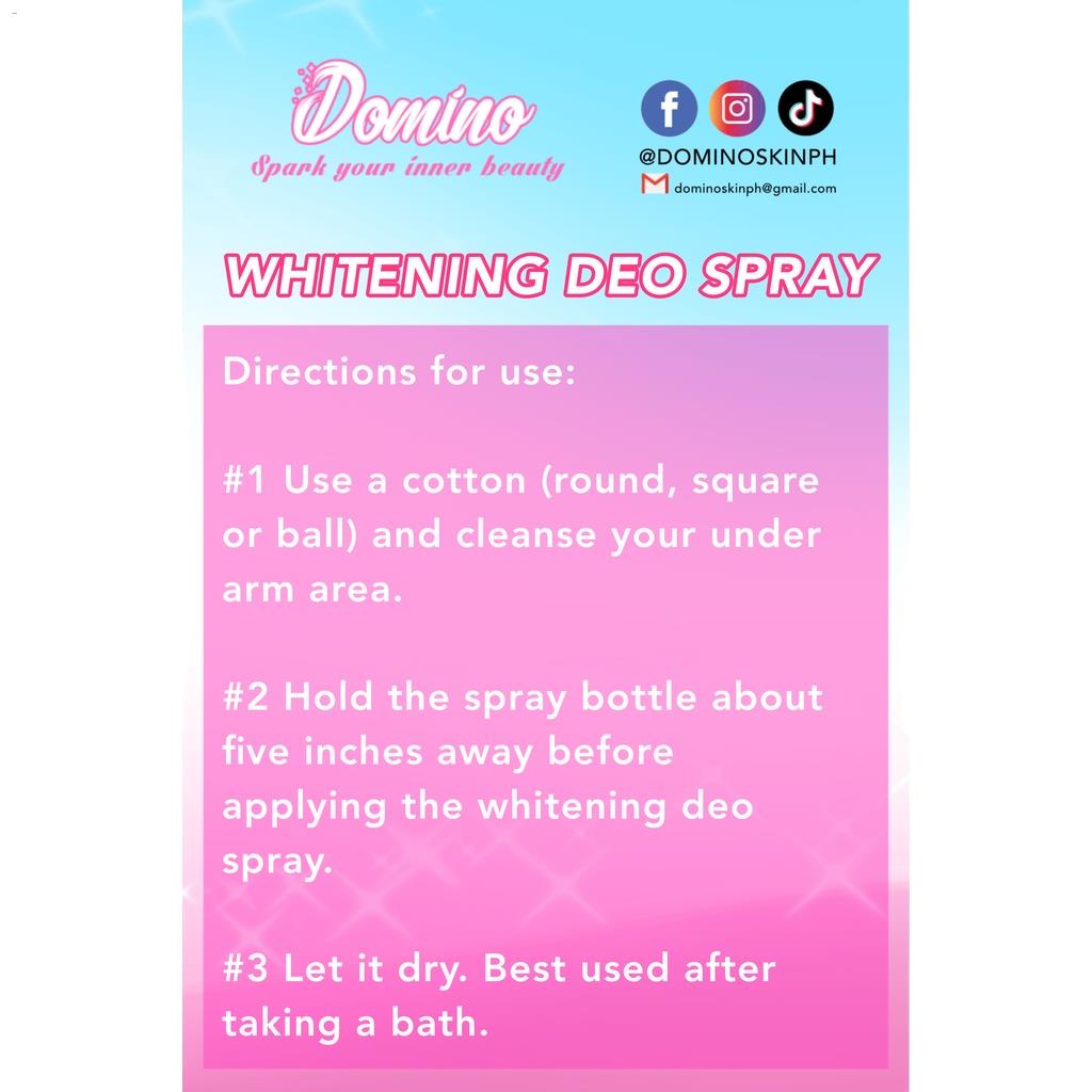 Under Arm Whitening Antiperspirant Deodorant Spray 60 ML Domino Skin