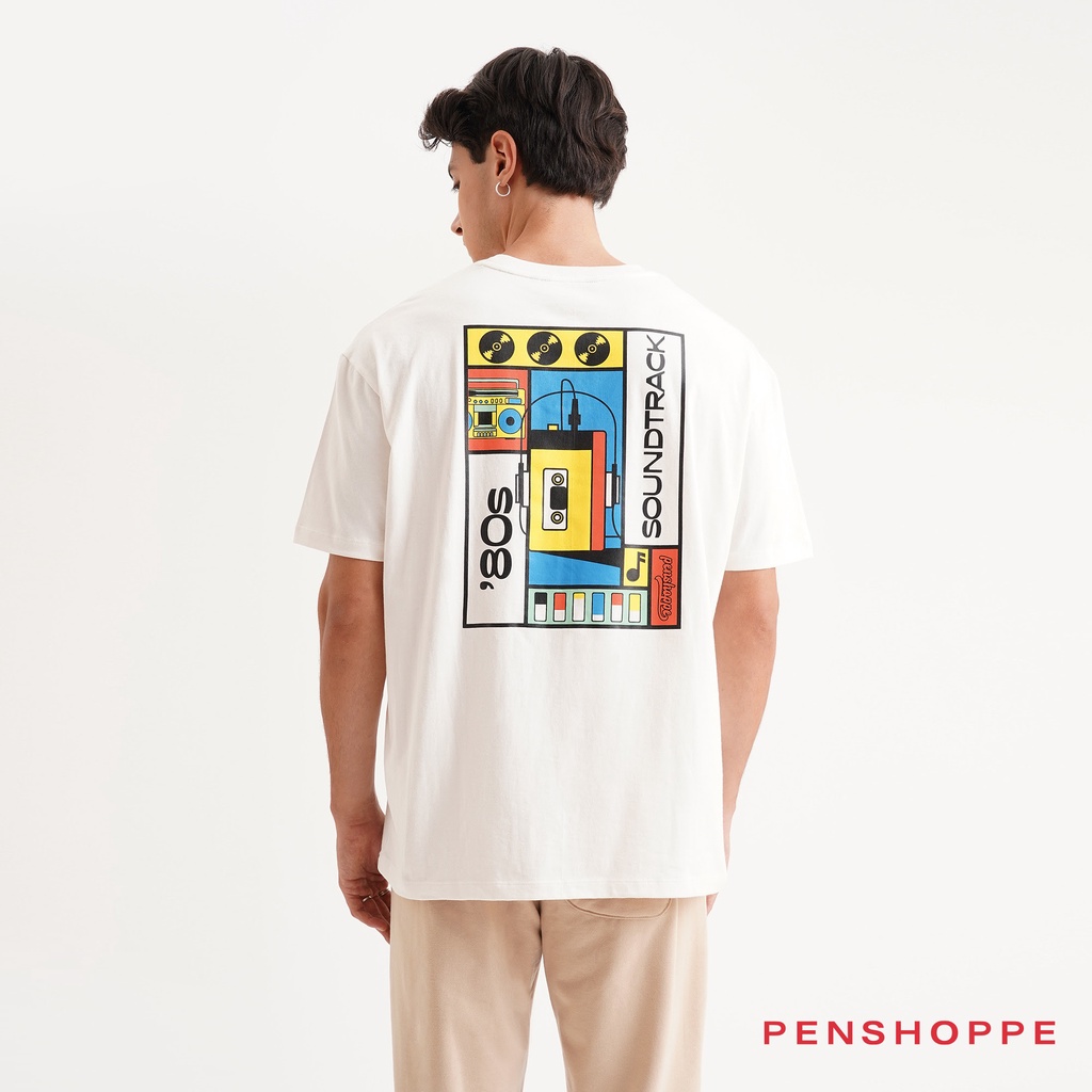 Penshoppe Relaxed Fit Tshirt With Front And Back '80S Print For Men ...