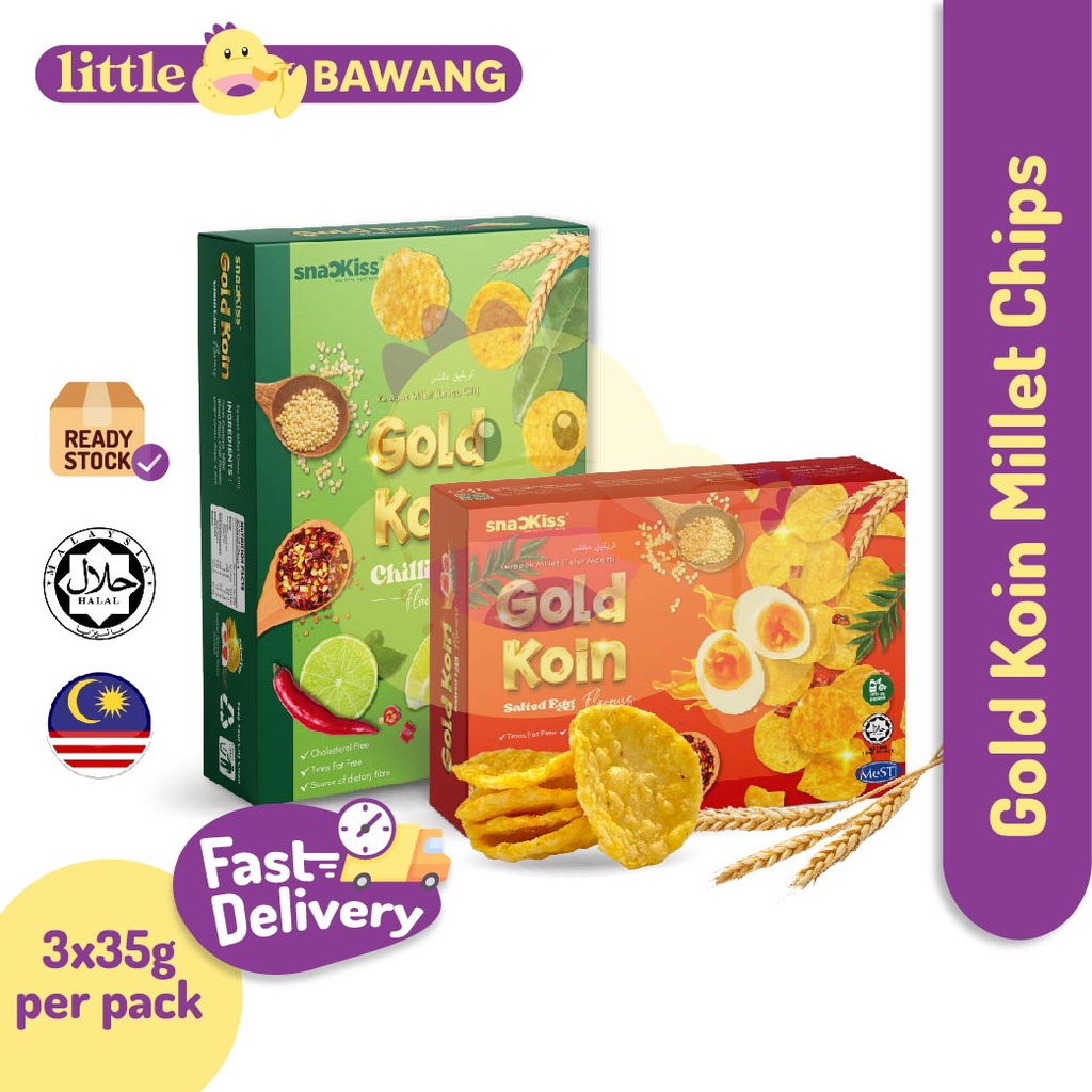 Snackiss Gold Koin Millet Chips Kerepek Millet Chilli Lime Salted Egg